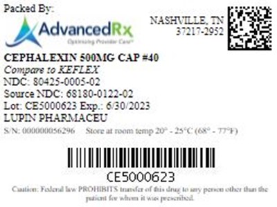Cephalexin 500mg Cap Qty 40 Ndc 80425 0005